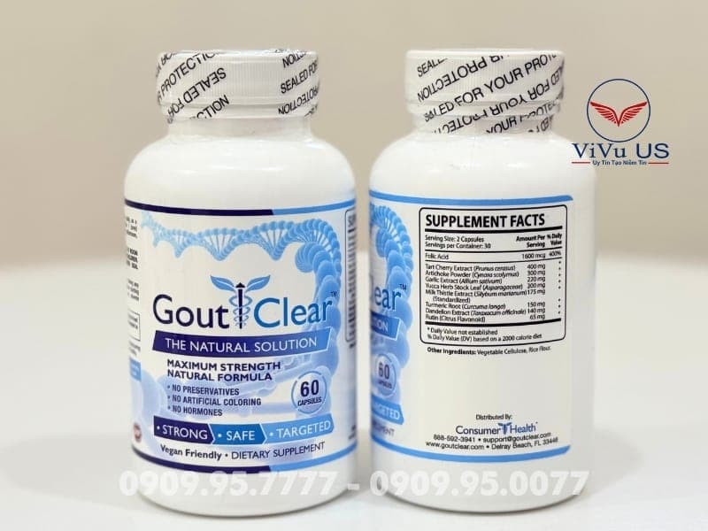 Viên Uống Gout Clear 60 Viên Hỗ Trợ Gout của Mỹ - ảnh 5