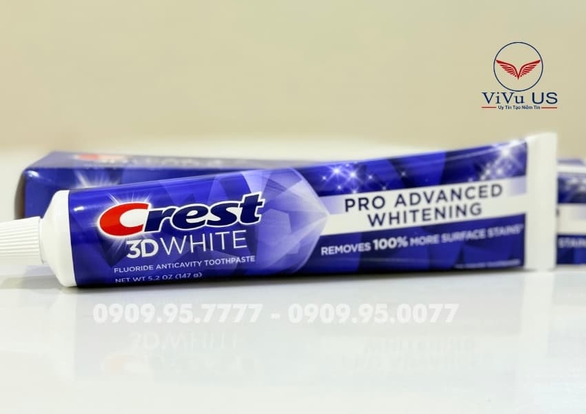 Kem đánh răng Crest 3D White 147g Advanced Whitening của Mỹ - ảnh 4