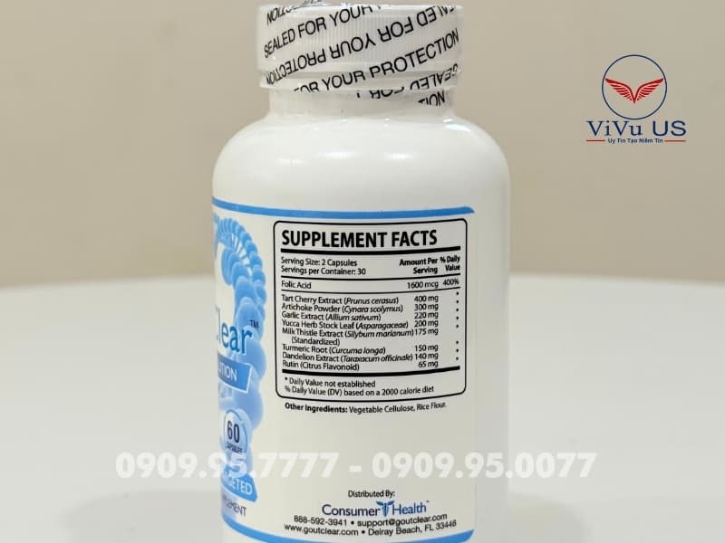 Viên Uống Gout Clear 60 Viên Hỗ Trợ Gout của Mỹ - ảnh 6