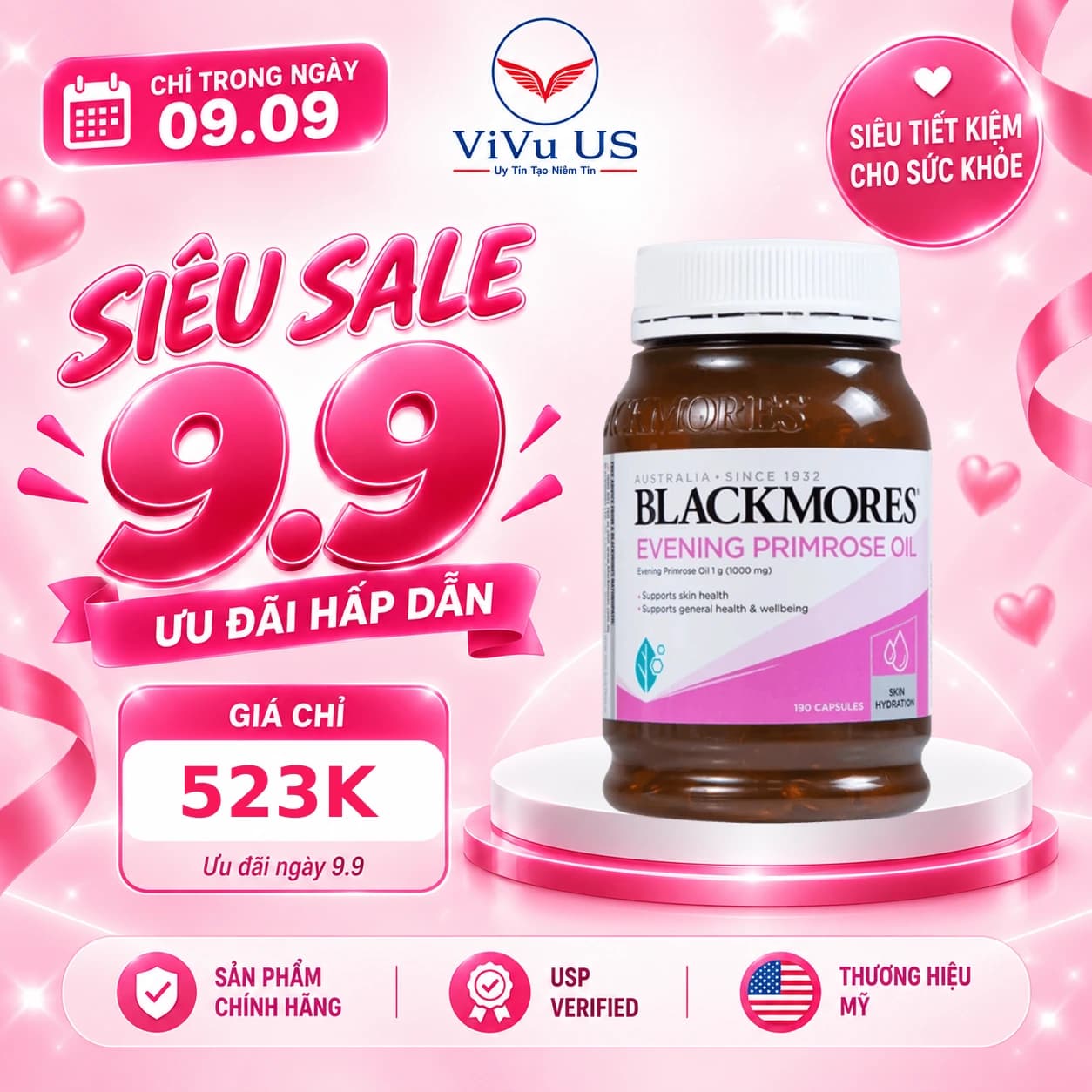 Tinh Dầu Hoa Anh Thảo Blackmores 190 Viên của Úc