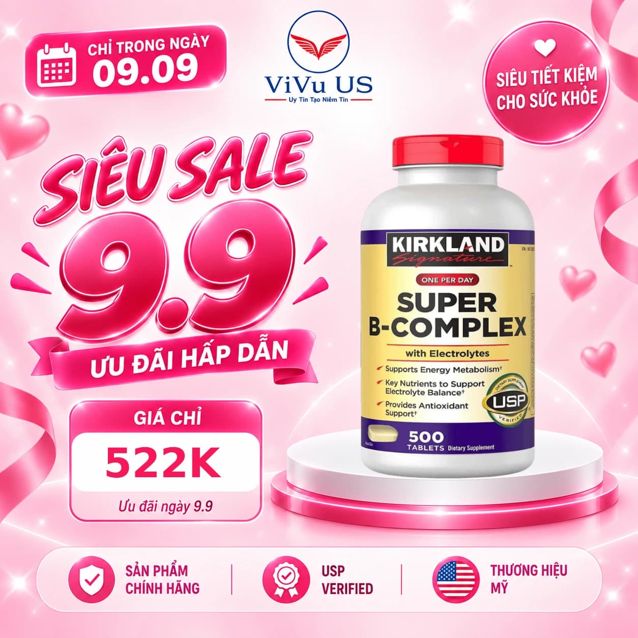 Vitamin B Tổng Hợp Kirkland Super B-Complex của Mỹ
