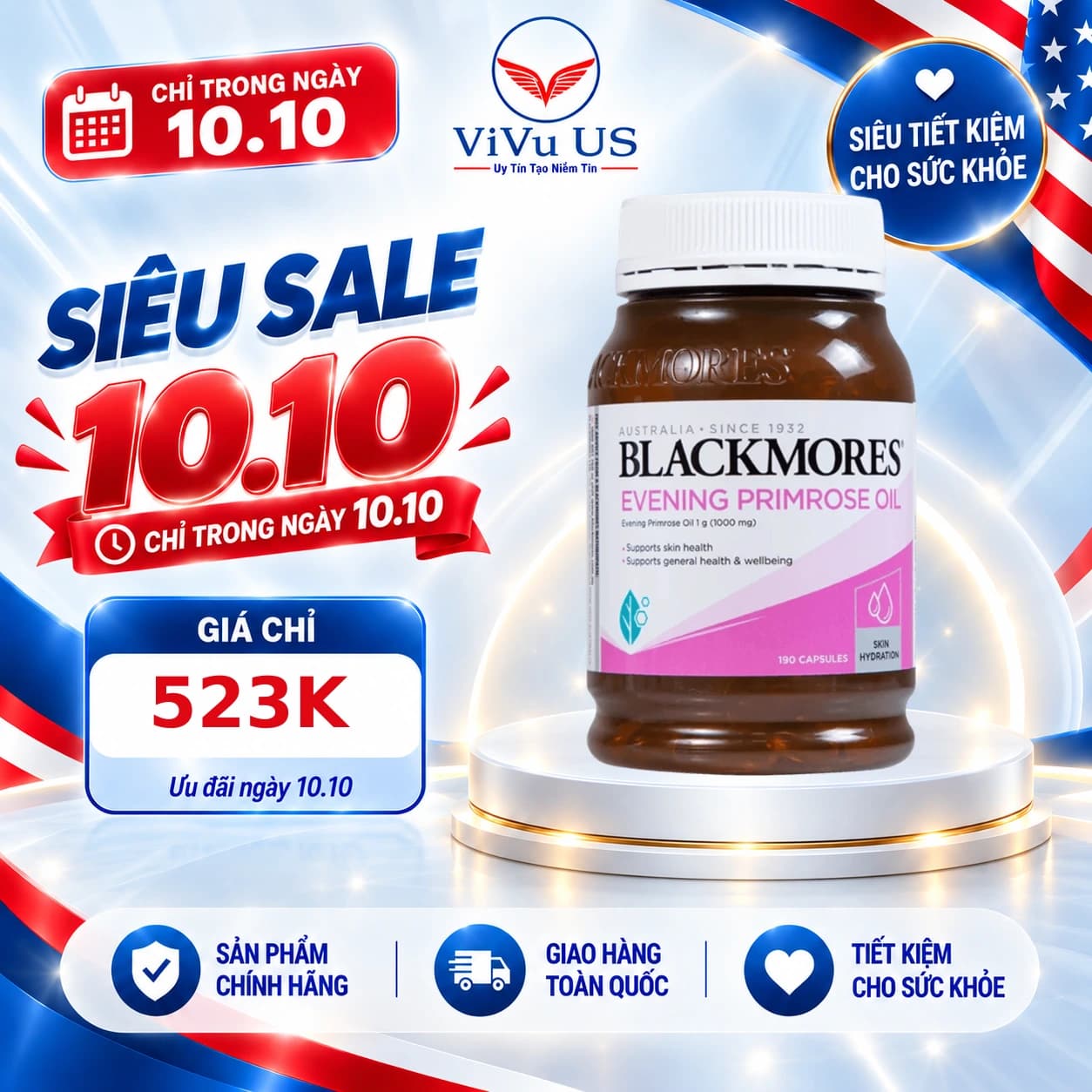 Tinh Dầu Hoa Anh Thảo Blackmores 190 Viên của Úc