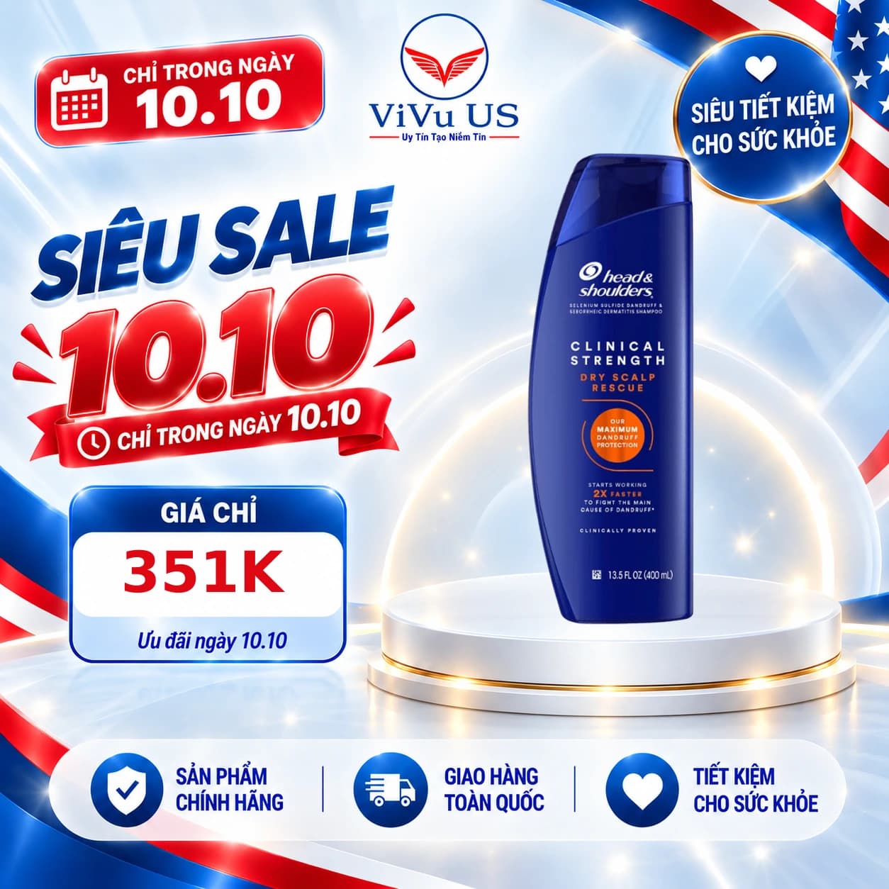 Dầu Gội Trị Gàu Head and Shoulders 400ml của Mỹ