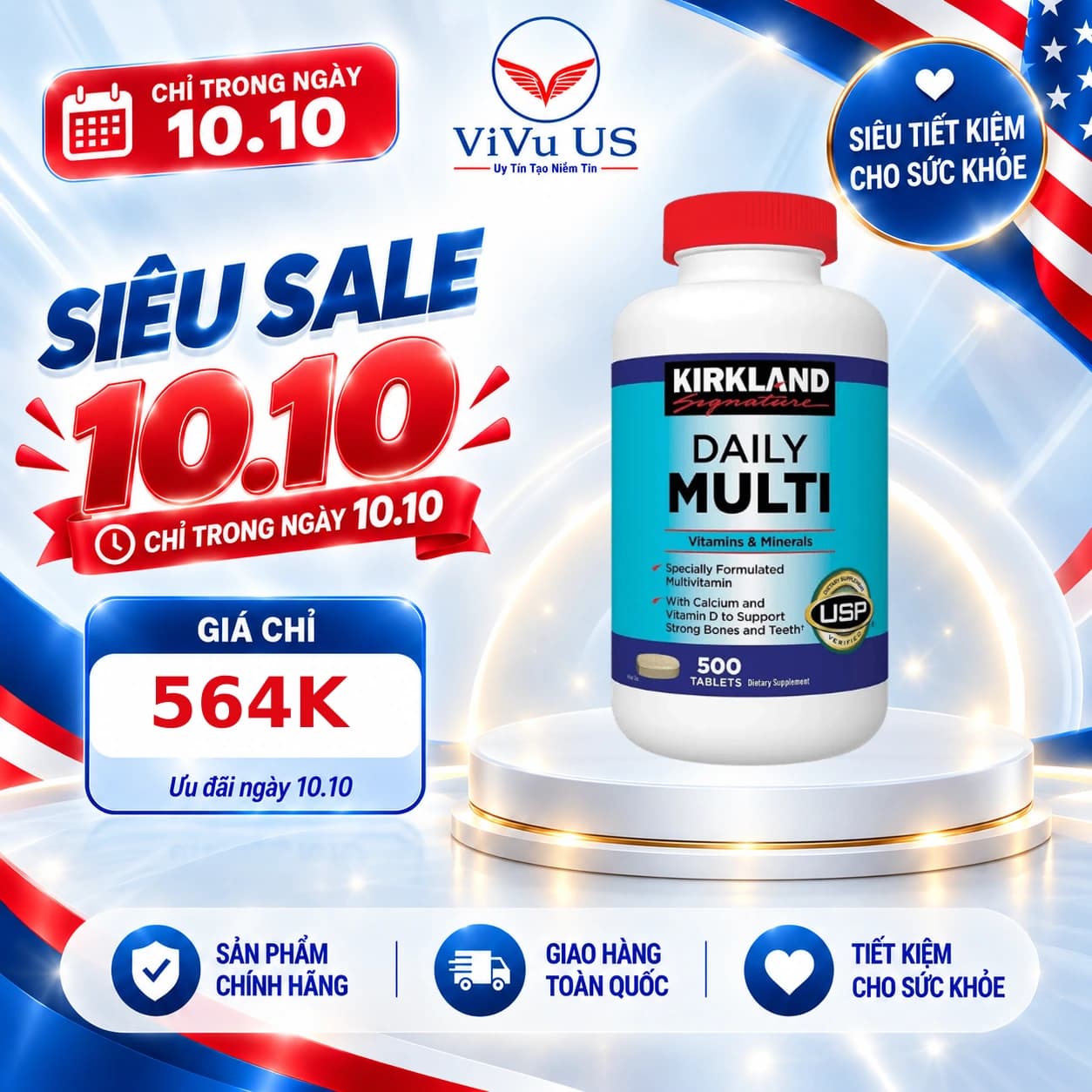 Viên Uống Vitamin Tổng Hợp Daily Multi Kirkland của Mỹ