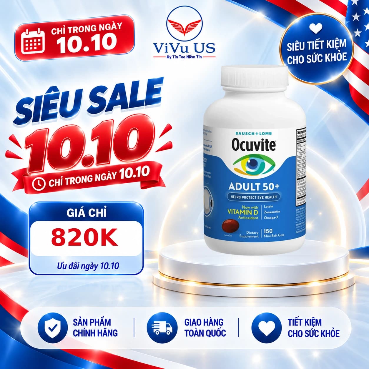 Viên bổ mắt Ocuvite cho người lớn trên 50 tuổi 150 viên của Mỹ