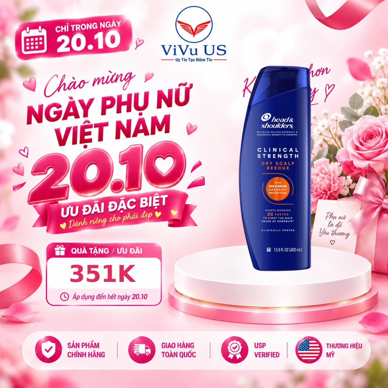Dầu Gội Trị Gàu Head and Shoulders 400ml của Mỹ