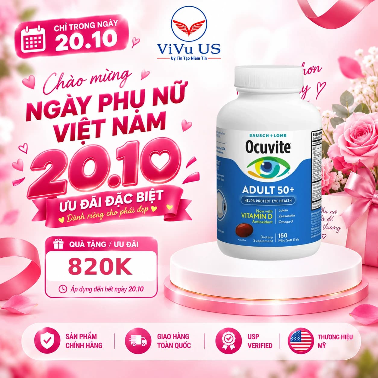 Viên bổ mắt Ocuvite cho người lớn trên 50 tuổi 150 viên của Mỹ