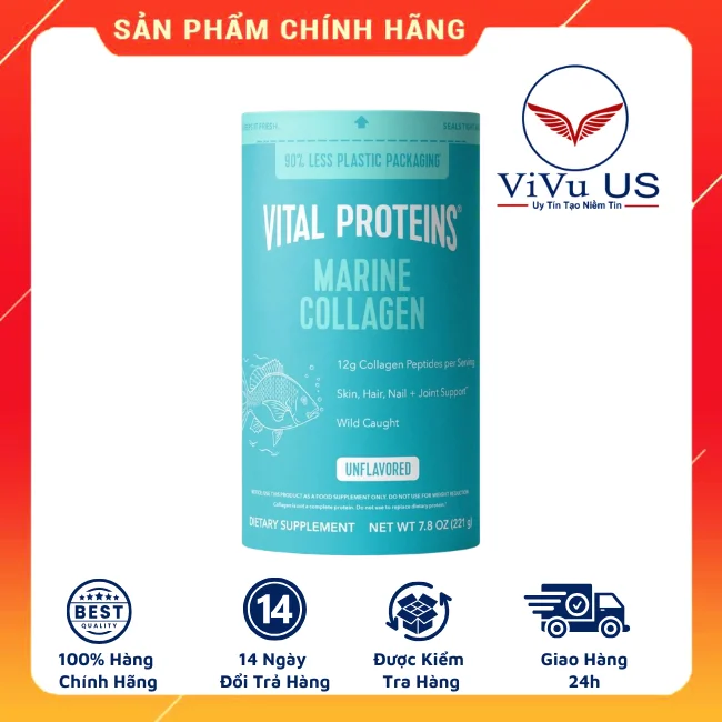 Bột Collagen Thủy Phân từ Cá Vital Proteins 221g của Mỹ