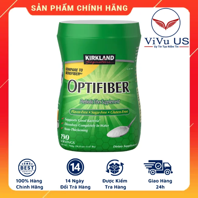 Bột Hòa Tan Bổ Sung Chất Xơ Kirkland Optifiber của Mỹ