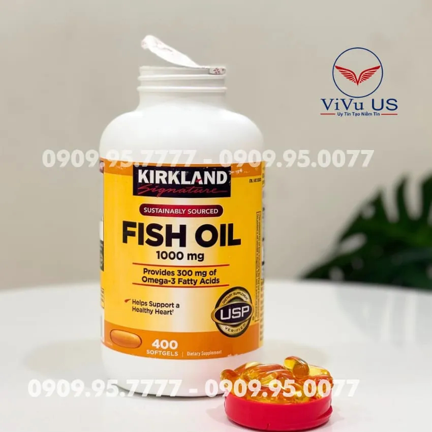 Dầu Cá Omega 3 Fish Oil Kirkland 1000mg của Mỹ