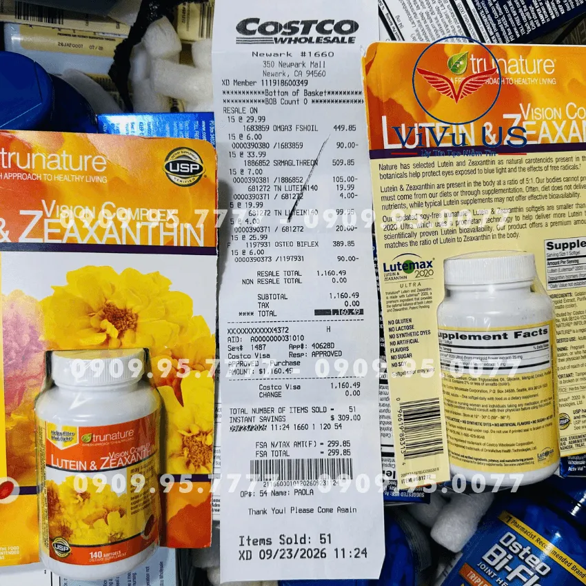 Viên Bổ Mắt Trunature Lutein & Zeaxanthin 140 Viên của Mỹ
