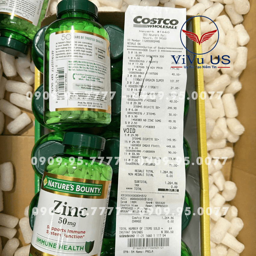 Viên Uống Kẽm Nature's Bounty Zinc 50mg 400 Viên của Mỹ