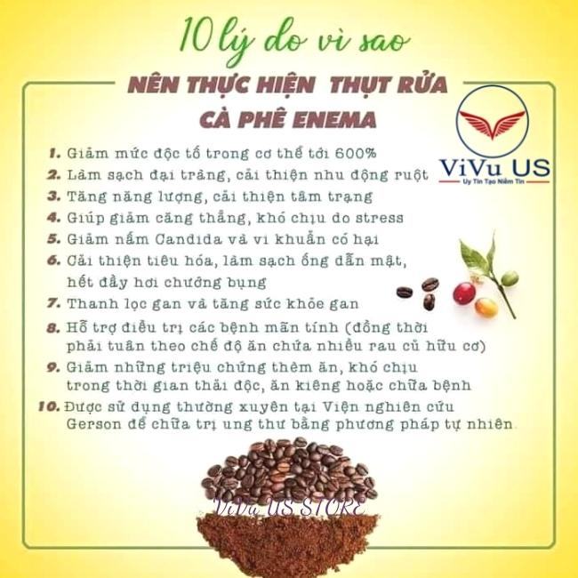 Cà phê thải độc Enema hữu cơ.