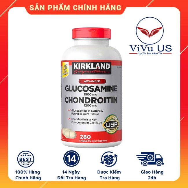 Viên Uống Glucosamine 1500mg & Chondroitin 1200mg 280 viên mẫu mới hỗ trợ xương khớp