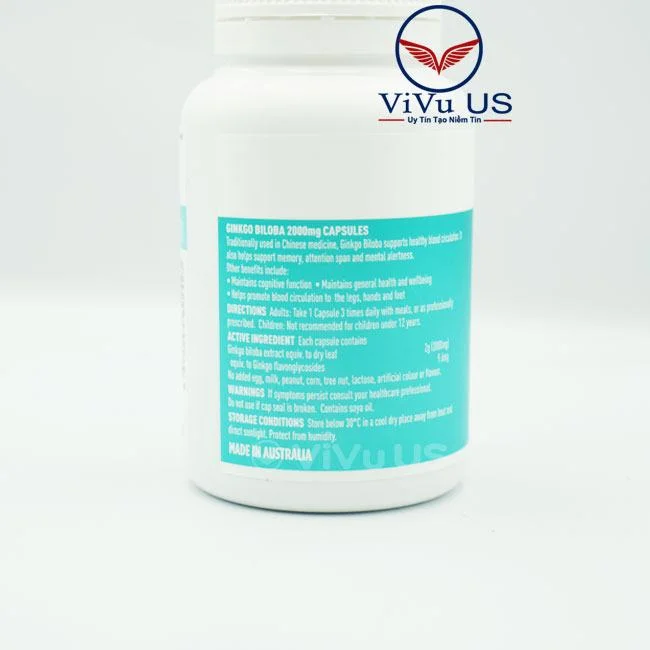Ảnh thành phần Viên Uống Ginkgo Biloba 2000mg Healthy Care 100 viên trên bao bì sản phẩm