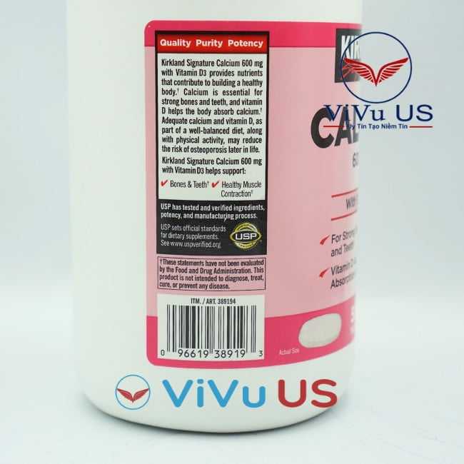 Ma Vach Canxi Kirkland Calcium 600mg D3