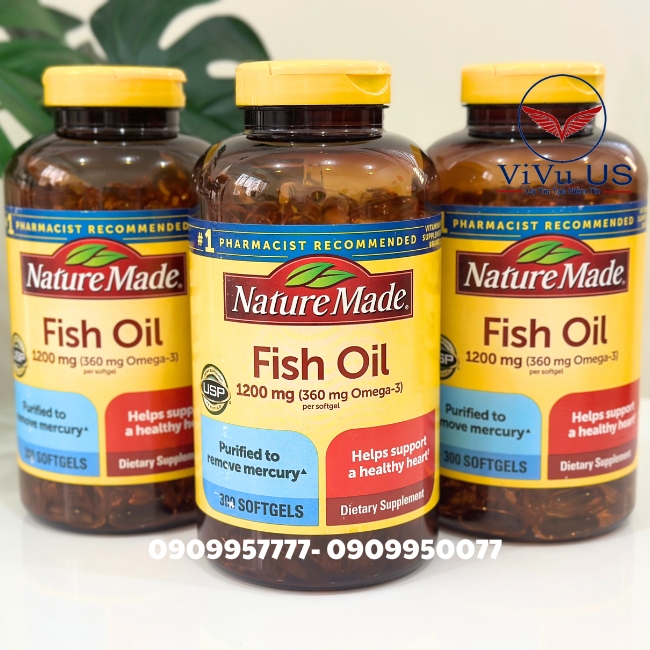 Nature Made Fish Oil 1200mg 300 Viên Mau Moi