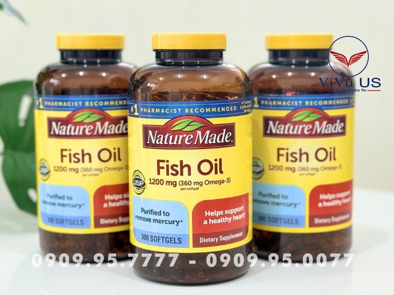 Nature Made Fish Oil 1200mg 300 Viên Mau Moi