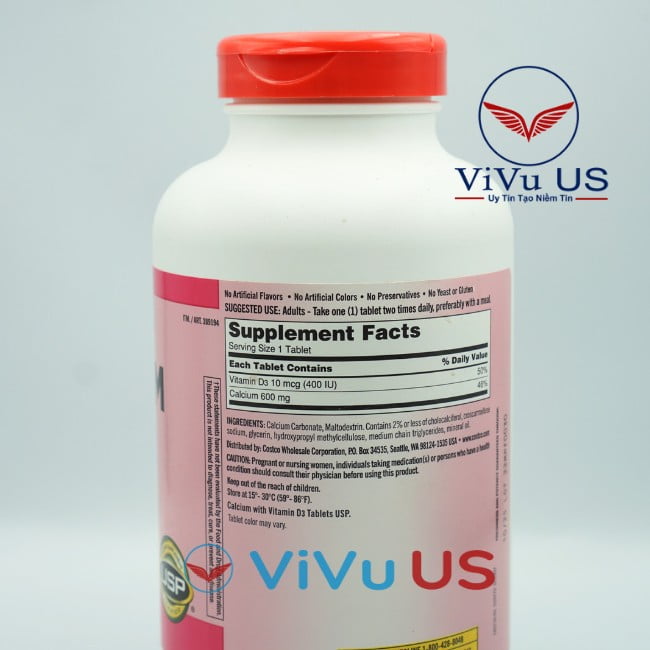 Thanh Phan Canxi Kirkland Calcium 600mg D3