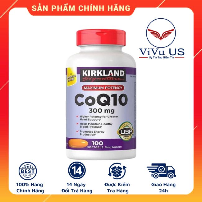 Viên uống Bổ Tim Mạch CoQ10 300mg Kirkland chính hãng của Mỹ hộp 100 viên