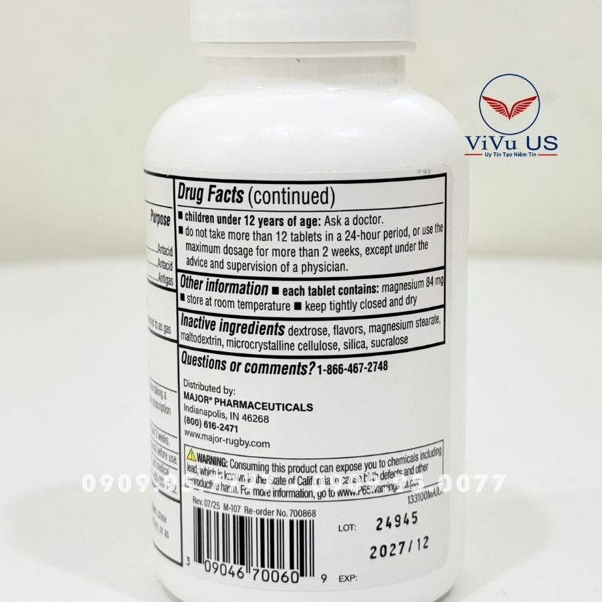 Major Mintox Plus Tabs Antacid 100 Viên Của Mỹ