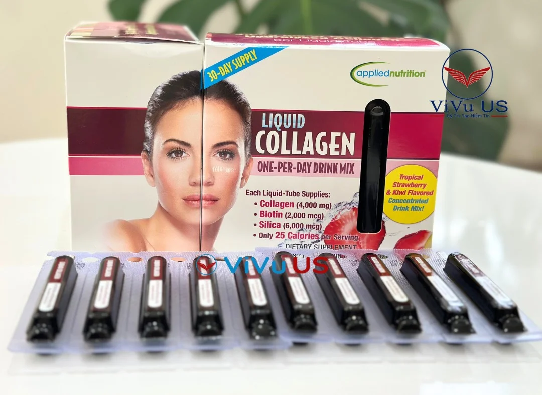 Bộ sản phẩm Liquid Collagen Skin 30 tuýp trưng bày đầy đủ