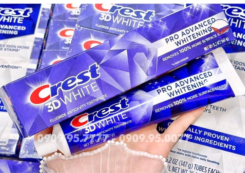 Kem danh rang Crest 3D White 147g Advanced Whitening