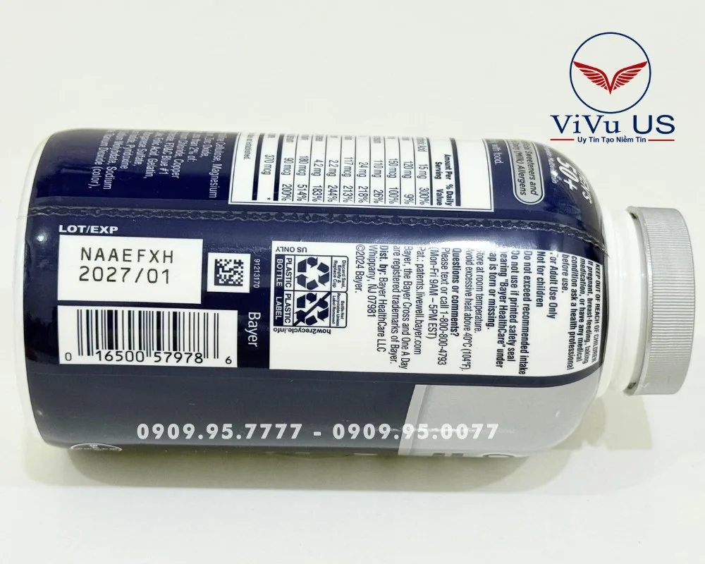 Hạn Sử Dụng Vitamin Tổng Hợp Dành Cho Nam Trên 50 Tuổi One A Day Men 50+ 300 Viên Của Mỹ.