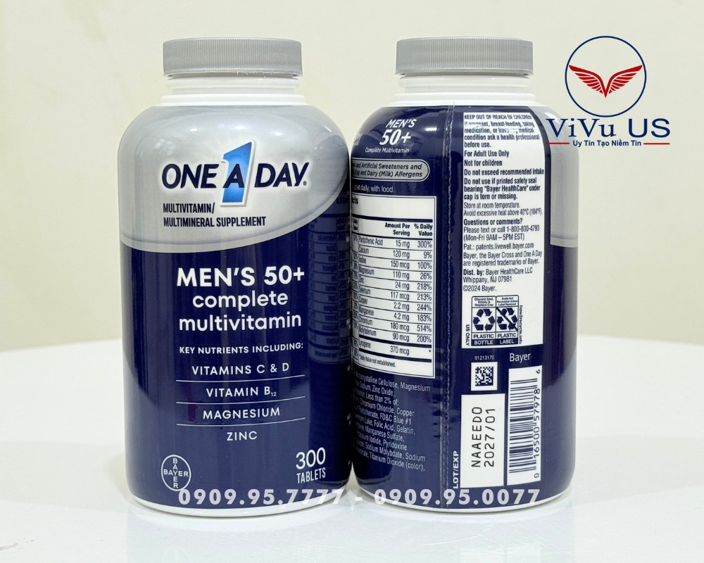 Mặt Trước Và Sau One A Day Men 50+ 300 Viên Của Mỹ.