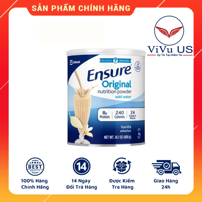 Sữa bột Ensure Original Nutrition Powder hộp 400g của Mỹ