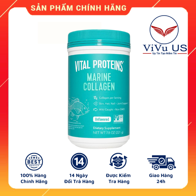 Hũ Collagen thủy phân từ cá Vital Proteins Marine Collagen 221g dạng bột không hương vị