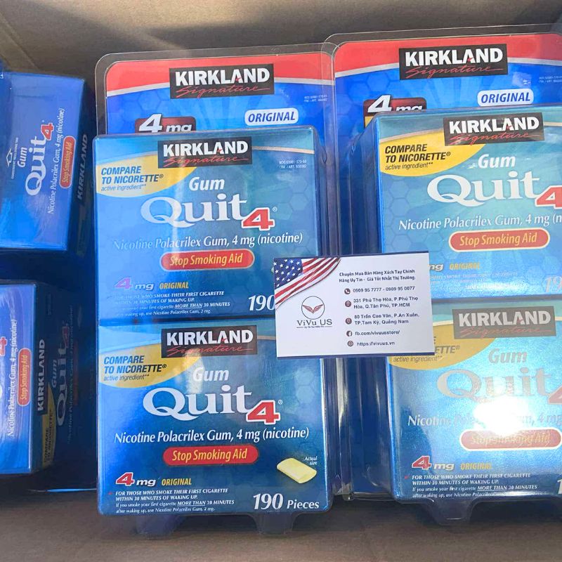 Kẹo Cai Thuốc Lá Quit 4 Original Nicotine Polacrilex Gum 4mg 190 Viên
