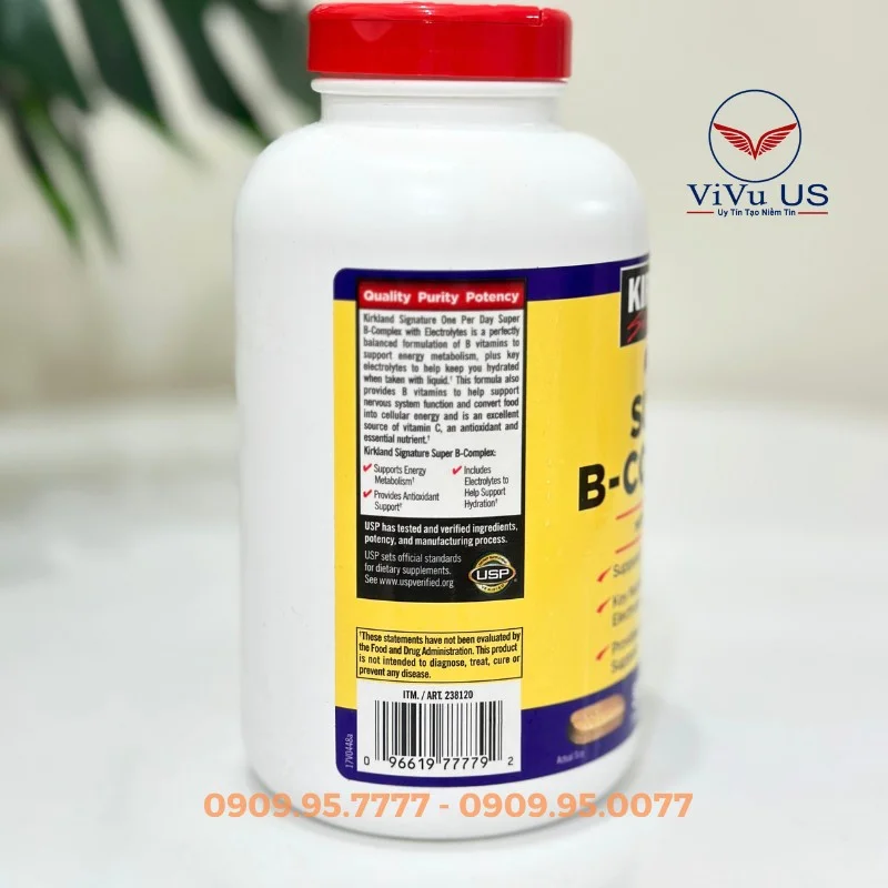 Mã Vạch Vitamin B Tổng Hợp Kirkland Super B Complex