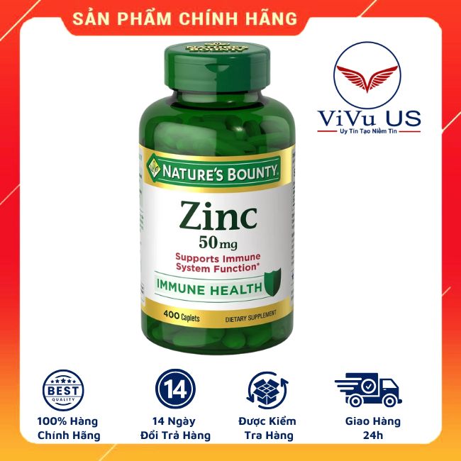 Kẽm Nature's Bounty ZinC 50mg 400 Viên Của Mỹ: Chìa Khóa Vàng Cho Hệ Miễn Dịch và Sức Khỏe Toàn Diện
