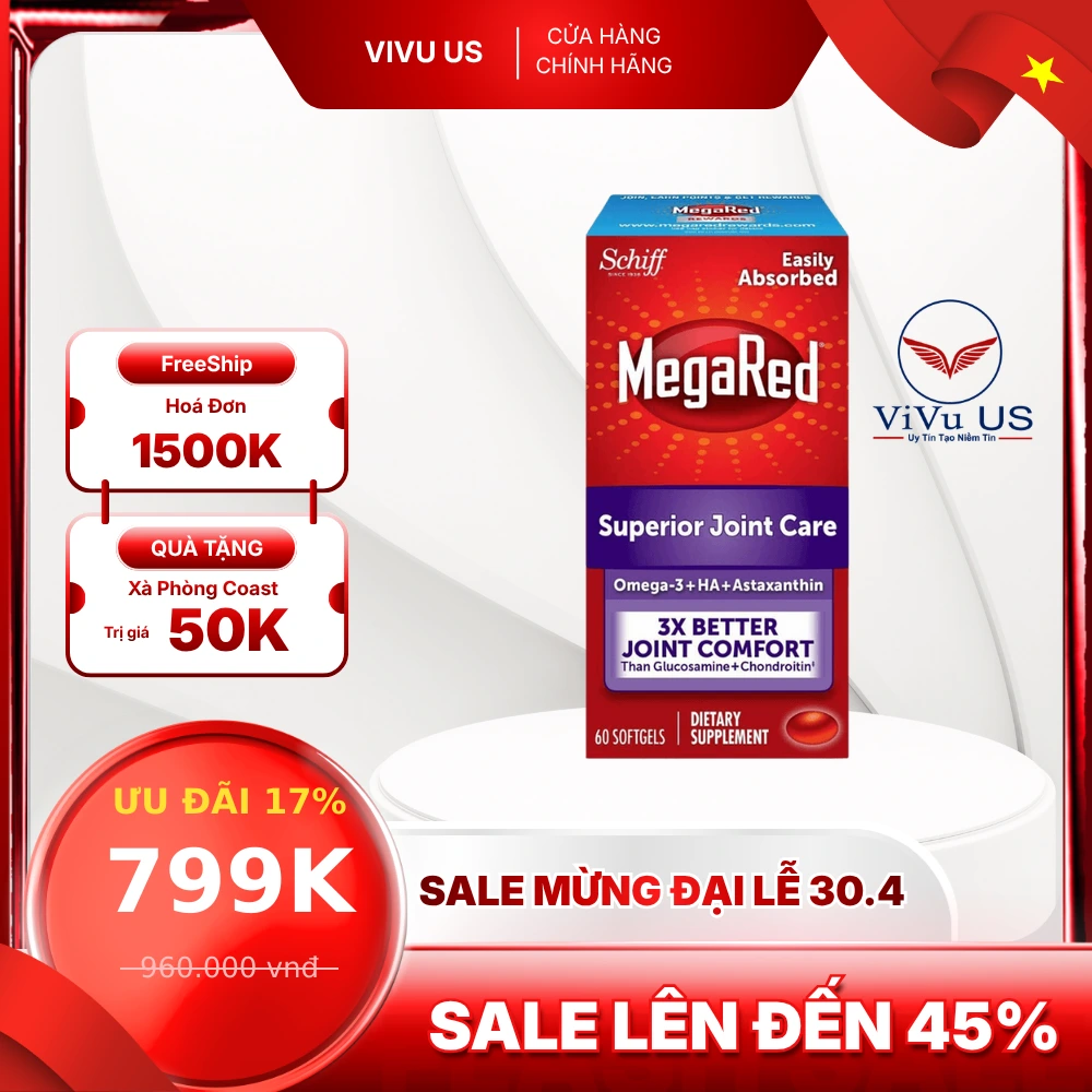 Hình ảnh Viên uống bổ khớp Schiff MegaRed Joint Care của Mỹ 60 viên hộp chính hãng