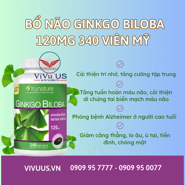 Ginkgo Biloba Trunature 340 Viên Mỹ