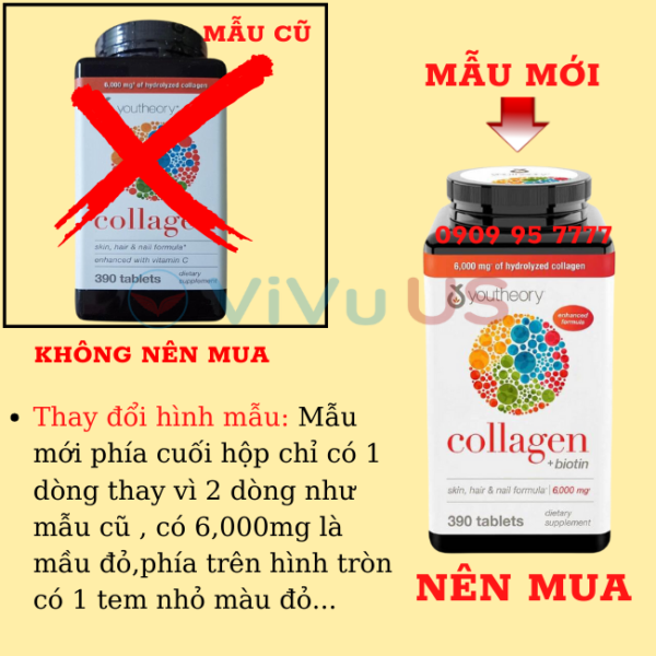 Phan Biet Mau Moi Mau Cu Collagen 390 Vien Nu