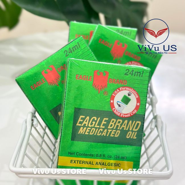 Dầu Gió Xanh 2 Nắp Hiệu Con Ó 24ml Eagle Brand Medicated Oil