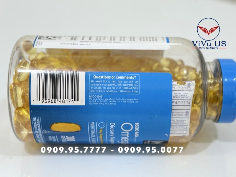 Omega 3-6-9 Supports Heart Health Member's Mark 1600mg 300 viên của Mỹ ( mẫu mới ) 17 Mã Vạch Omega 3 6 9 Supports Heart Health Member's Mark 1600mg 300 Viên Của Mỹ ( Mẫu Mới )