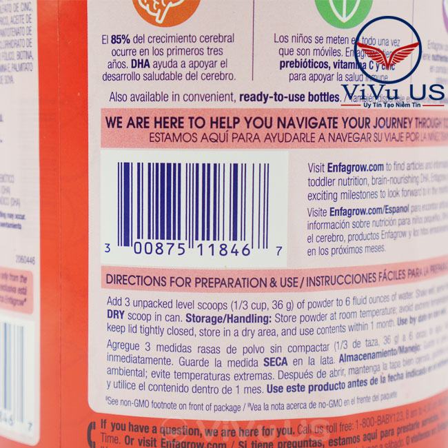 Sữa Enfagrow Premium Non – Gmo Toddler Next Step Hộp 1.04Kg Mẫu Mới. 4 Mã Vạch Sữa Enfagrow Premium Non – Gmo Toddler Next Step 1.04Kg