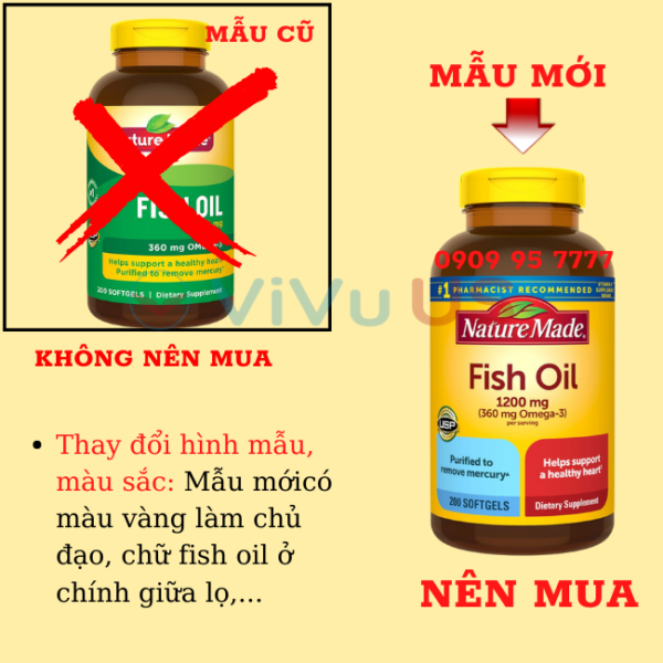 Phan Biet Mau Moi Mau Cu Dau Ca Fish Oil 1200Mg