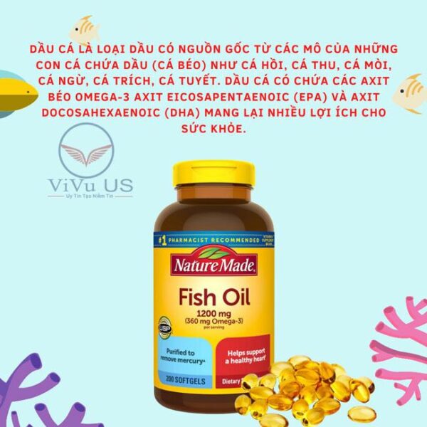 Vien Uong Dau Ca Nature Made Fish Oil 1200Mg 200 Vien