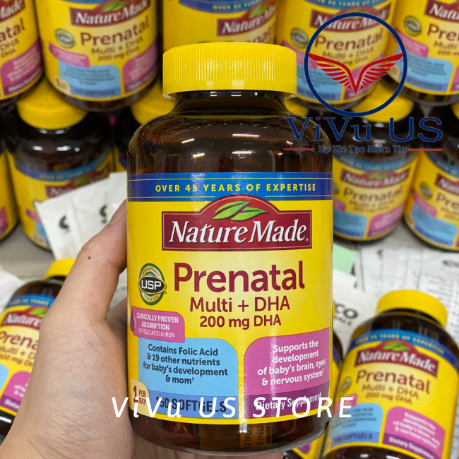 Viên Uống Vitamin Cho Phụ Nữ Mang Thai Tổng Hợp Prenatal Multi +Dha 150 Viên Nature Made Mỹ.
