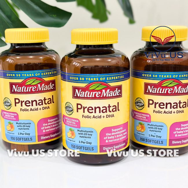 Vitamin Nature Made Prenatal Multi + Dha + Folic Acid 150 Viên Mẫu Mới