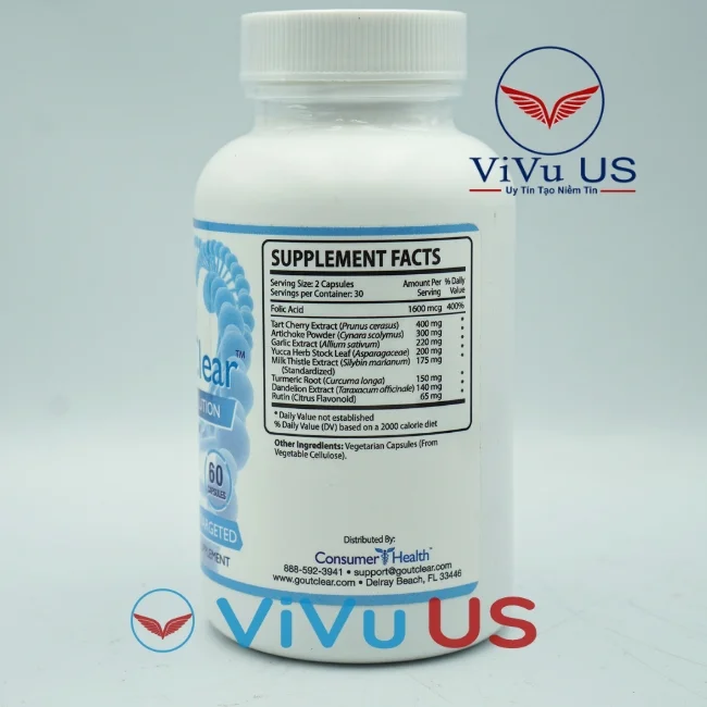Viên Uống Gout Clear 60 Viên Usa (Cao Cấp) 9 Thanh Phan Gout Clear