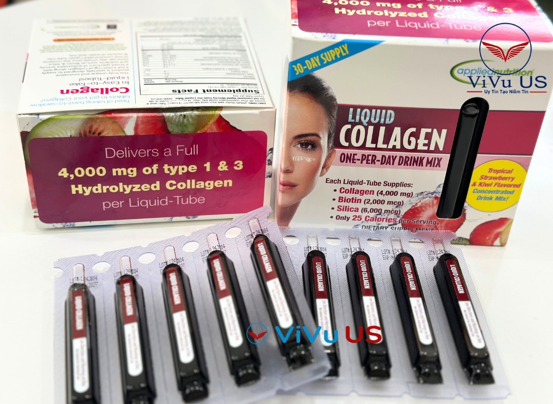 Nước uống đẹp da Liquid Collagen Skin 30 tuýp của Mỹ 12 Nước Uống đẹp Da Liquid Collagen Skin 30 Tuýp