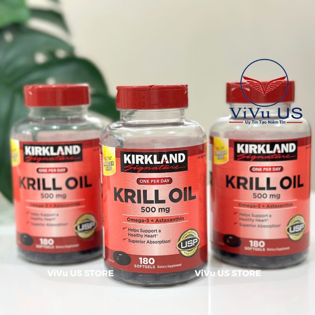 Dầu Nhuyễn Thể Kirkland Krill Oil 500mg 180 Viên Của Mỹ