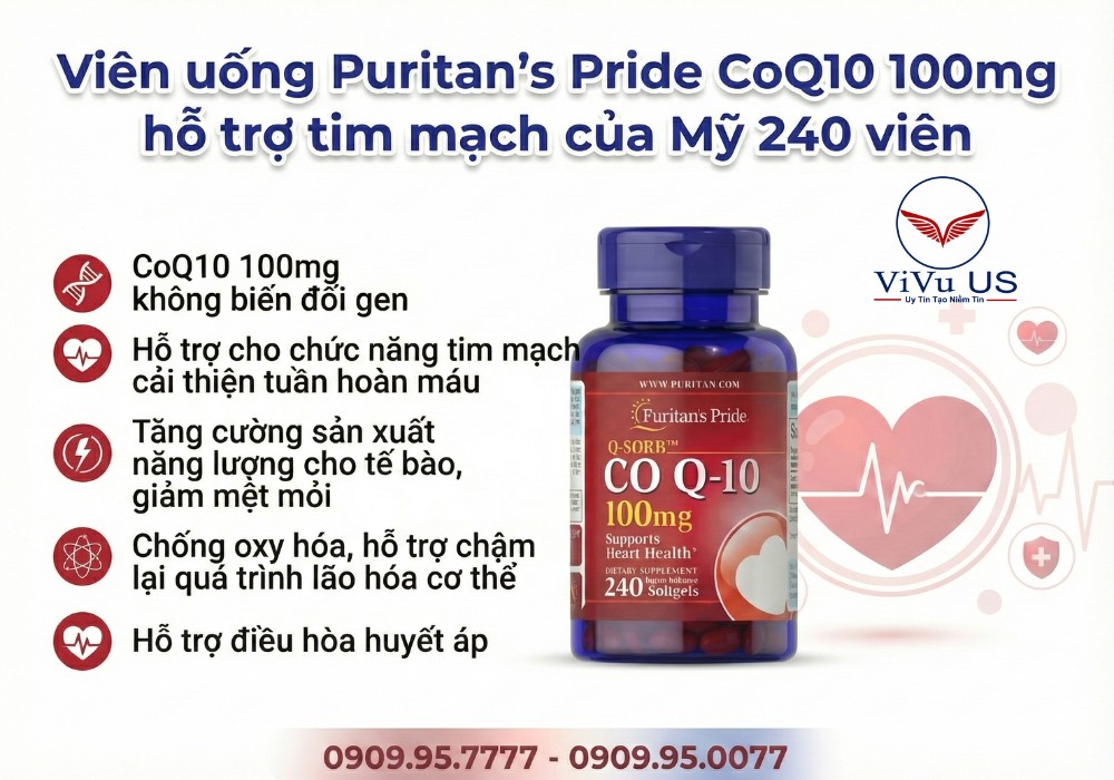 Thuốc Bổ Coq10 Puritan's Pride 100mg Chai 240 Viên