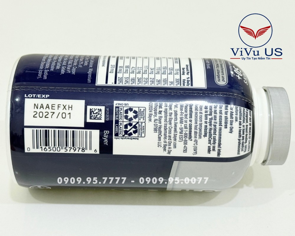 Vitamin Tổng Hợp Dành Cho Nam Trên 50 Tuổi One A Day Men 50+ 300 Viên Của Mỹ. 20 Hạn Sử Dụng Vitamin Tổng Hợp Dành Cho Nam Trên 50 Tuổi One A Day Men 50+ 300 Viên Của Mỹ.