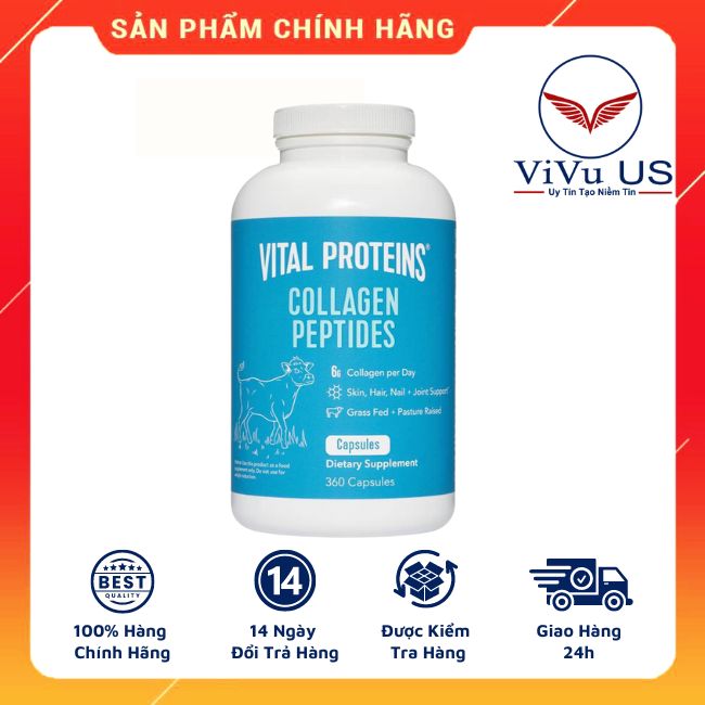 Collagen Thủy Phân Vital Proteins Collagen Peptides 360 Capsules